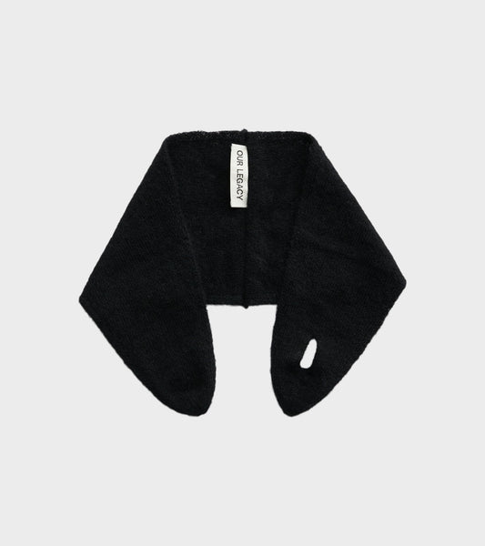Miniature Scarf Black Fuzzy Alpaca