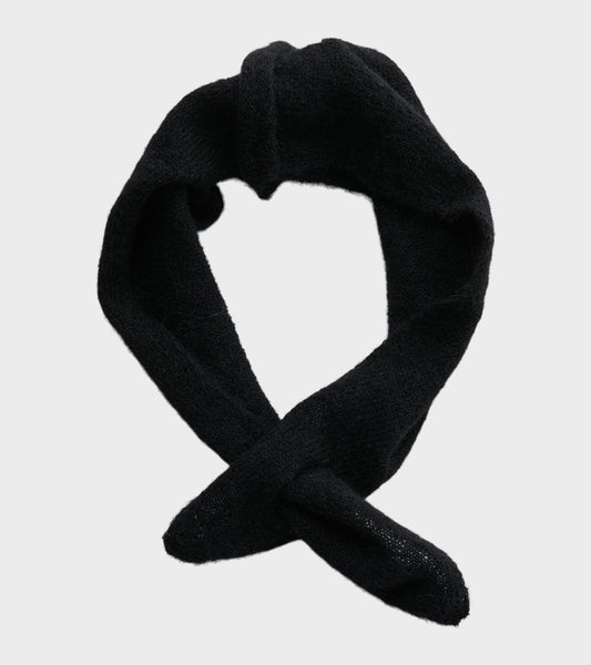 Miniature Scarf Black Fuzzy Alpaca