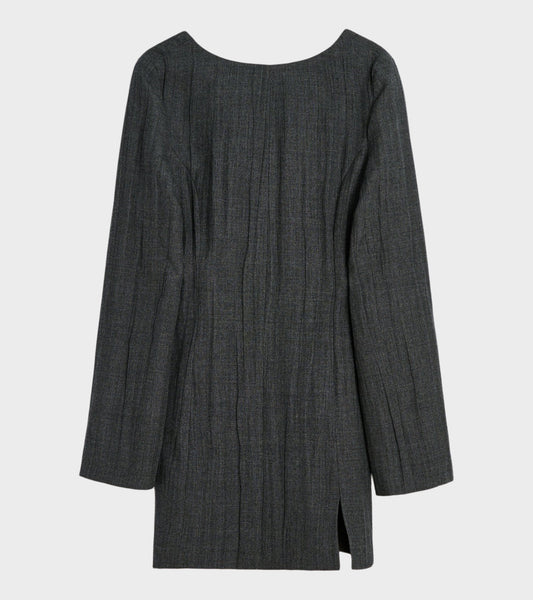 Firm Dress Stone Grey Plisse Wool