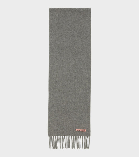 Skinny Fringed Scarf Grey Melange