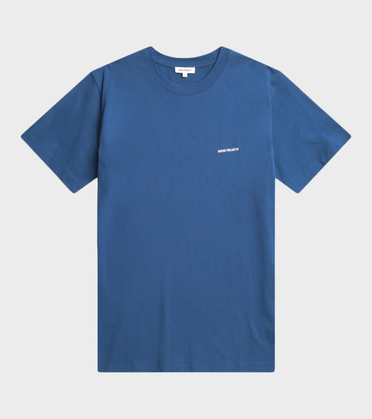 Johannes Organic Norse Logo Print T-Shirt Estate Blue