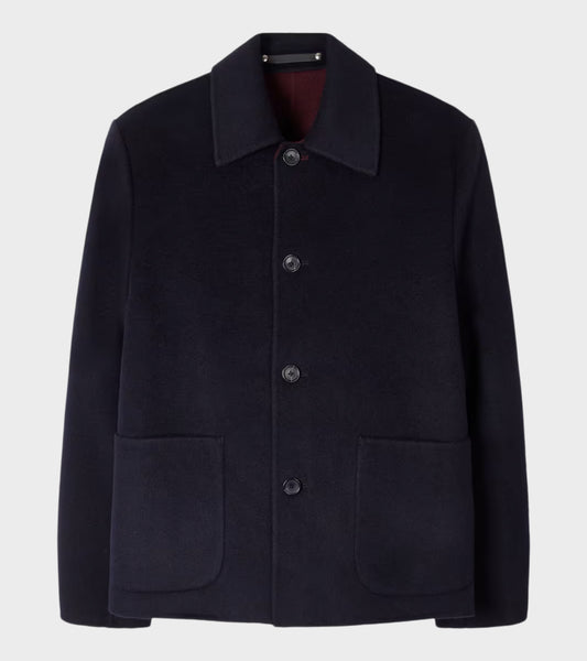 Short Wool Blend Coat Navy