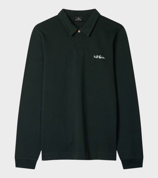 PS Logo Embroidery L/S Polo Shirt Green