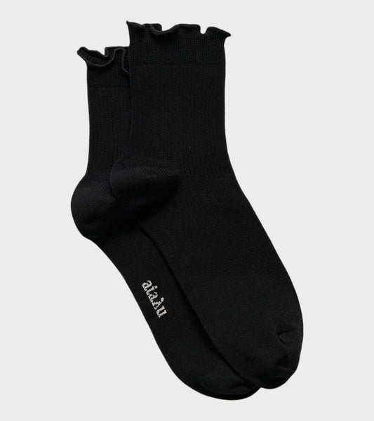 Cotton Frill Sock Black