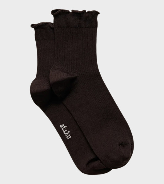 Cotton Frill Sock Chocolate