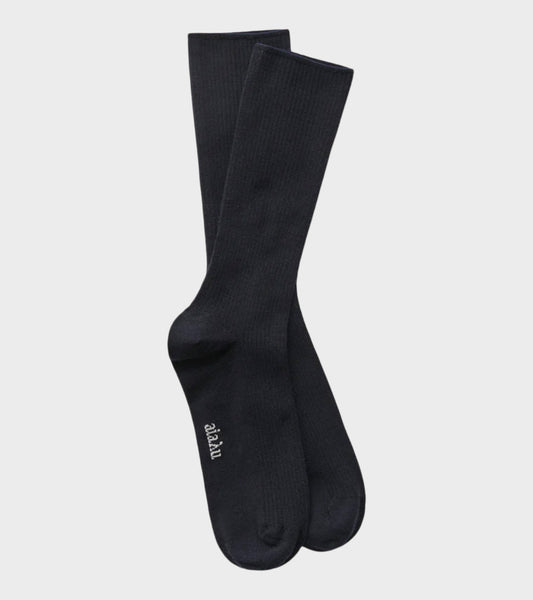 Wool Rib Socks Navy
