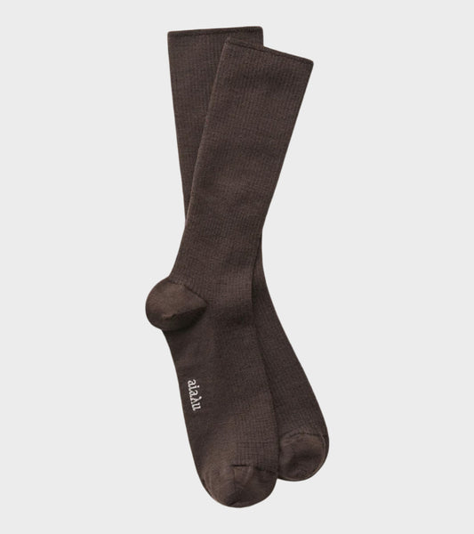 Wool Rib Socks Brown