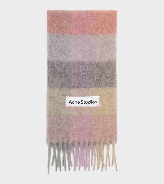 Mohair Checked Scarf Fuchsia/Lilac/Pink