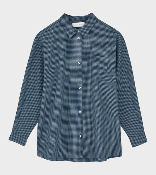 Edgar Shirt Blue/Cream Mini Check