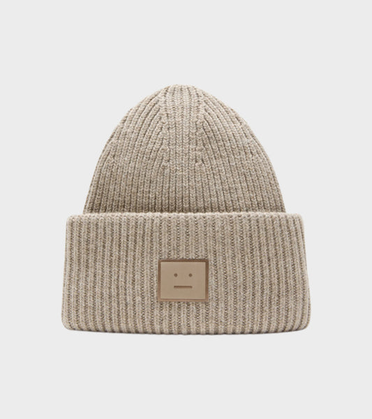 Large Face Logo Beanie Greige Melange