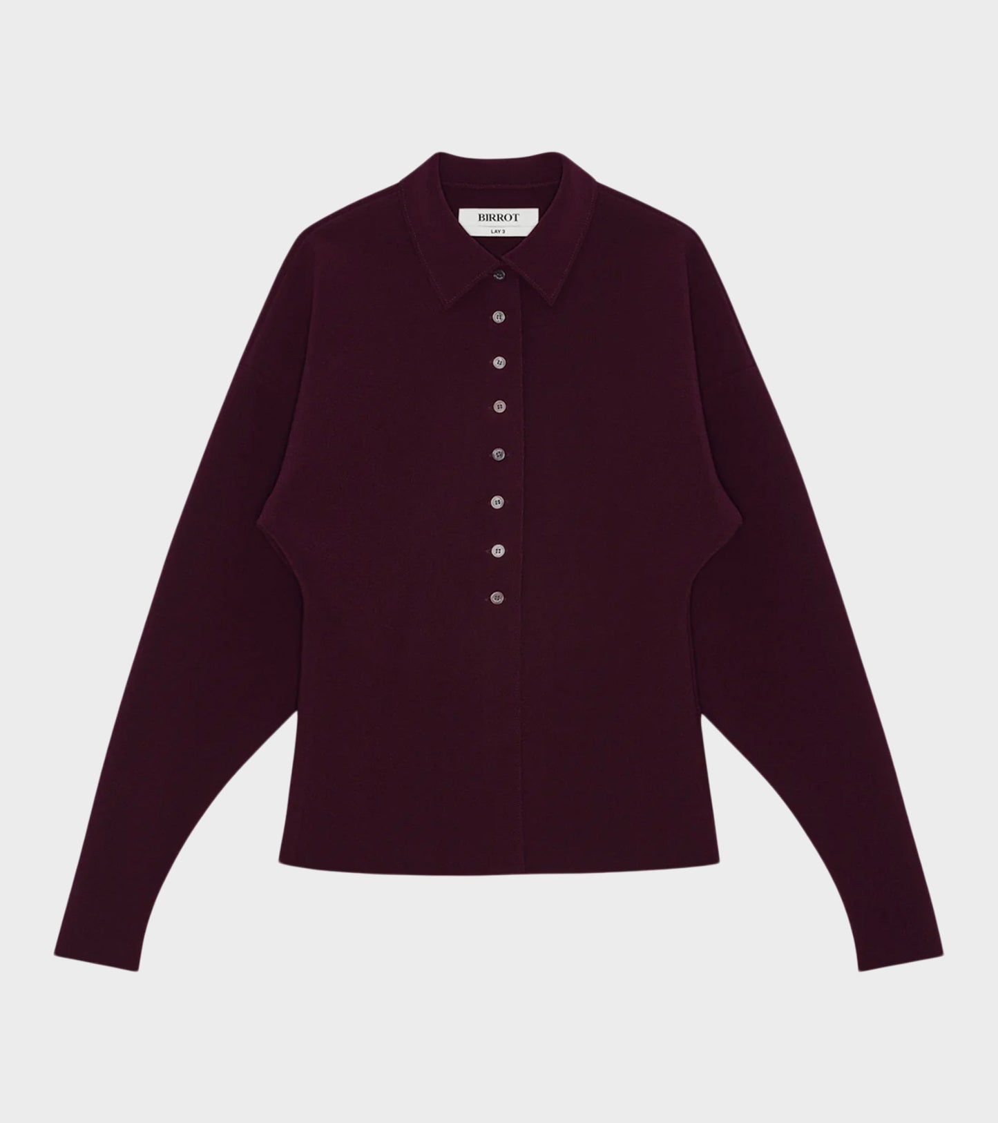 Lay3 Point Collar Cardigan Maroon