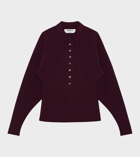 Lay3 Point Collar Cardigan Maroon