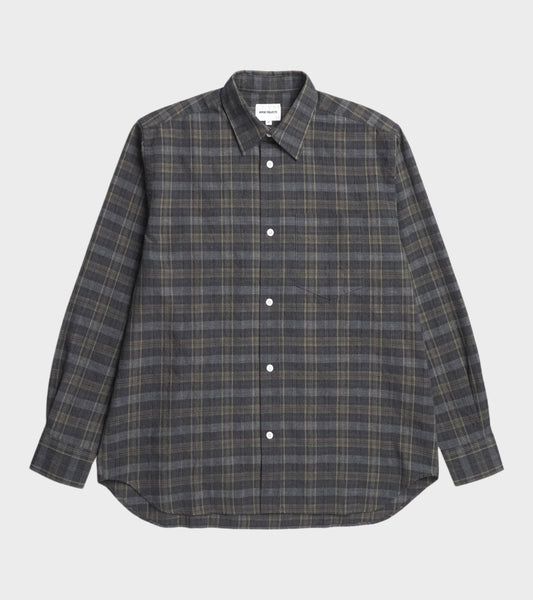 Ole Oversized Wool Check Shirt Charcoal Grey
