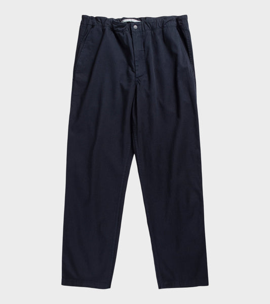 Ezra Relaxed Organic Stretch Twill Trouser Dark Navy