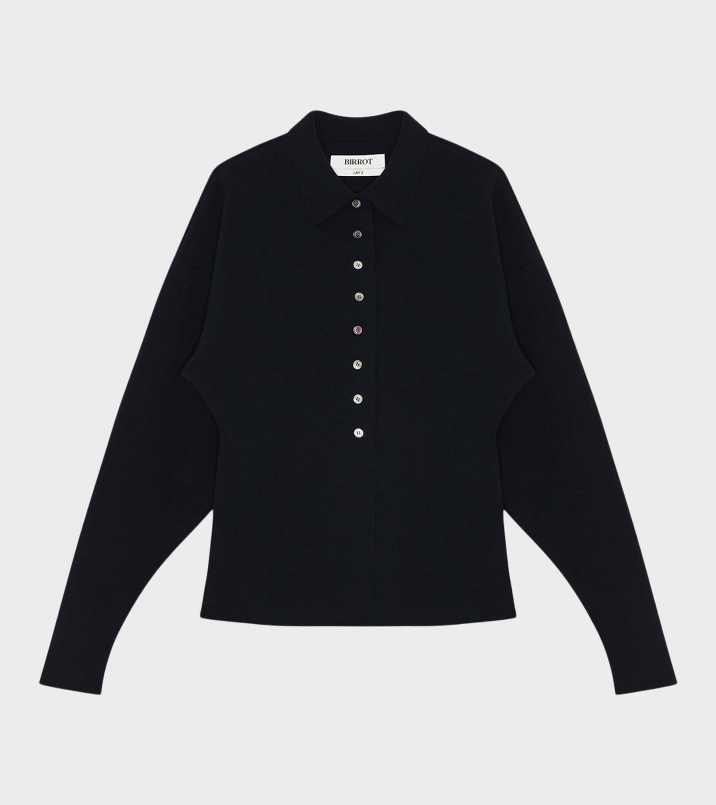 Lay3 Point Collar Cardigan Ink