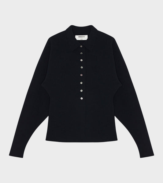 Lay3 Point Collar Cardigan Ink