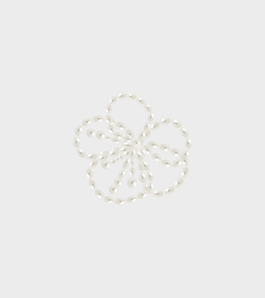 Large Pearl Beaded Floral Charm White