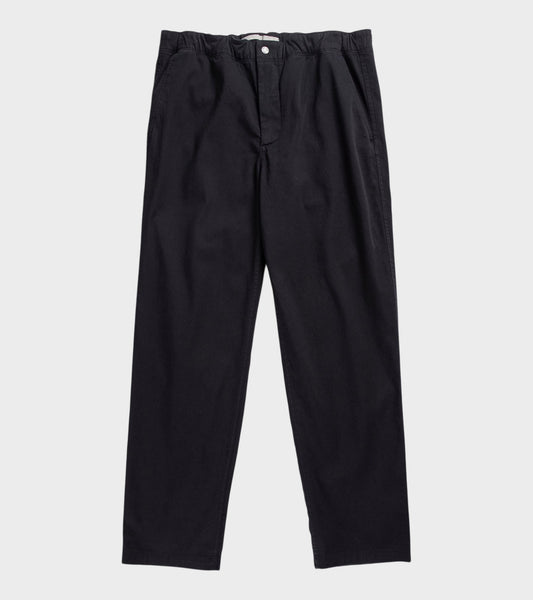 Ezra Relaxed Organic Stretch Twill Trousers Black