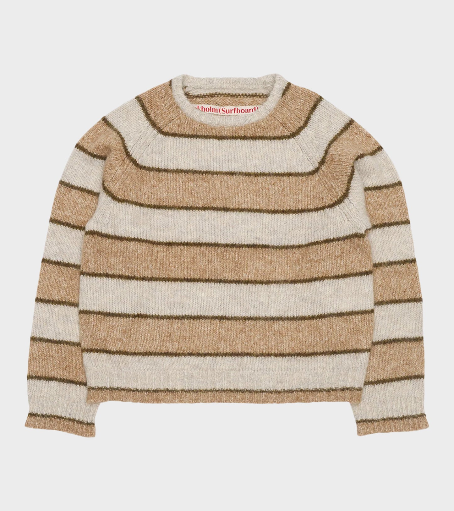 Raglan Knitted Sweater Beige Striped