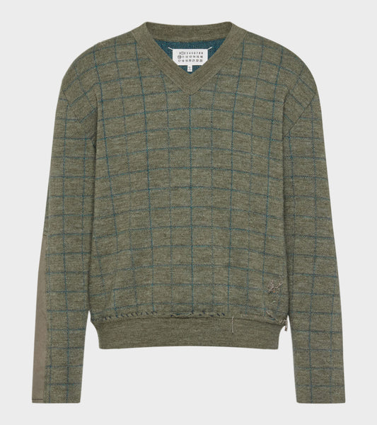 Wool V-neck Militery Green