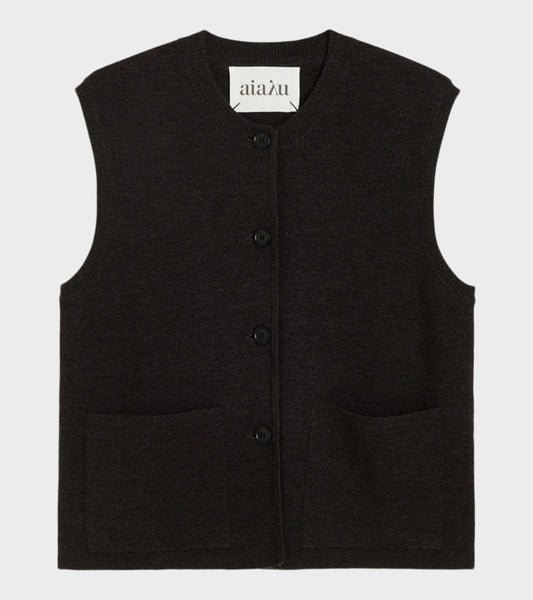 Elva Vest Dark Brown Melange