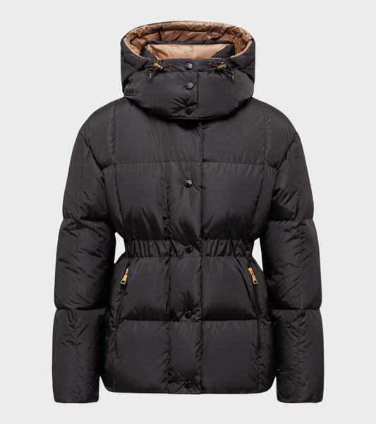 Agneux Square Quilted Hooded Down Jacket Black