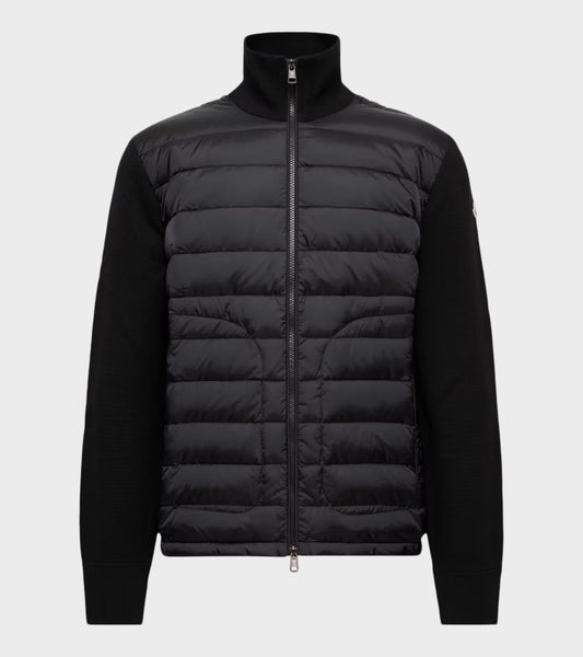 Padded Zip Up Cardigan Black