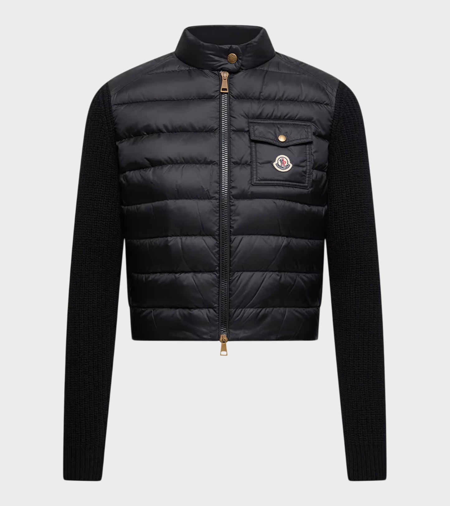 Padded Wool & Cashmere Zip Up Cardigan Black