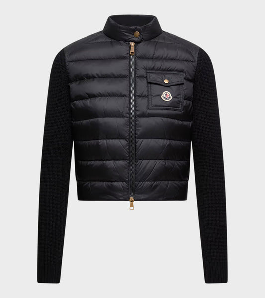 Padded Wool & Cashmere Zip Up Cardigan Black