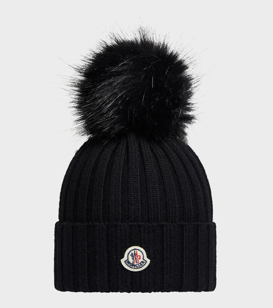 Pompom Wool Beanie Black
