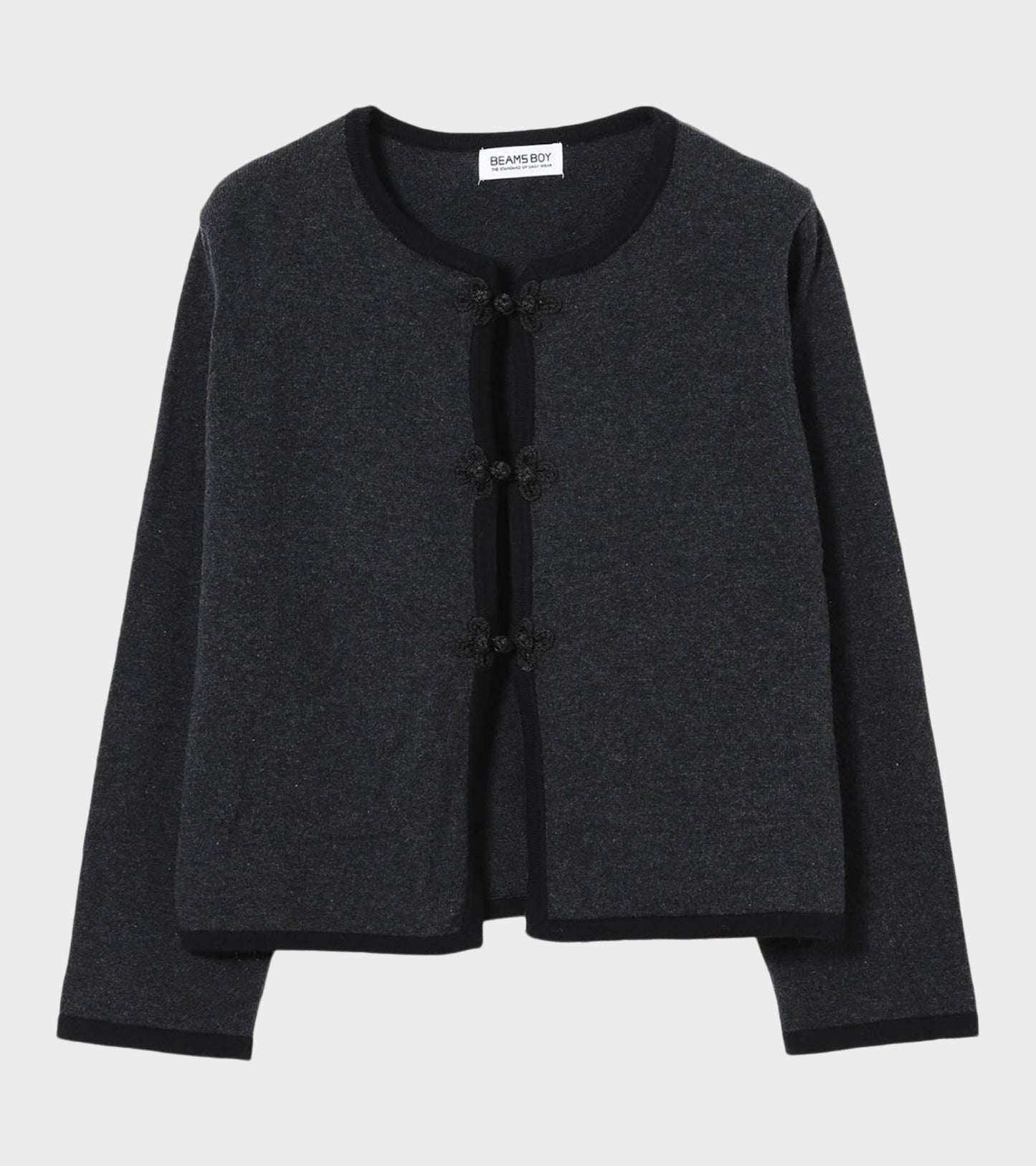 Floral Knot Button Cardigan Charcoal