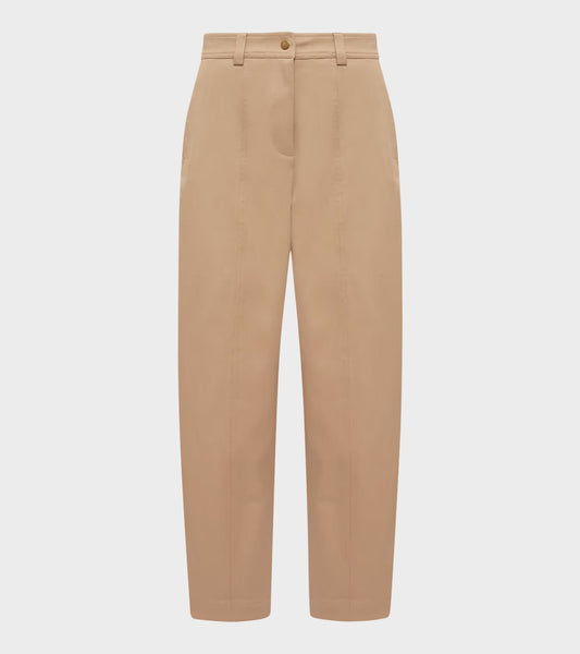 Straight Leg Cotton Trousers Beige