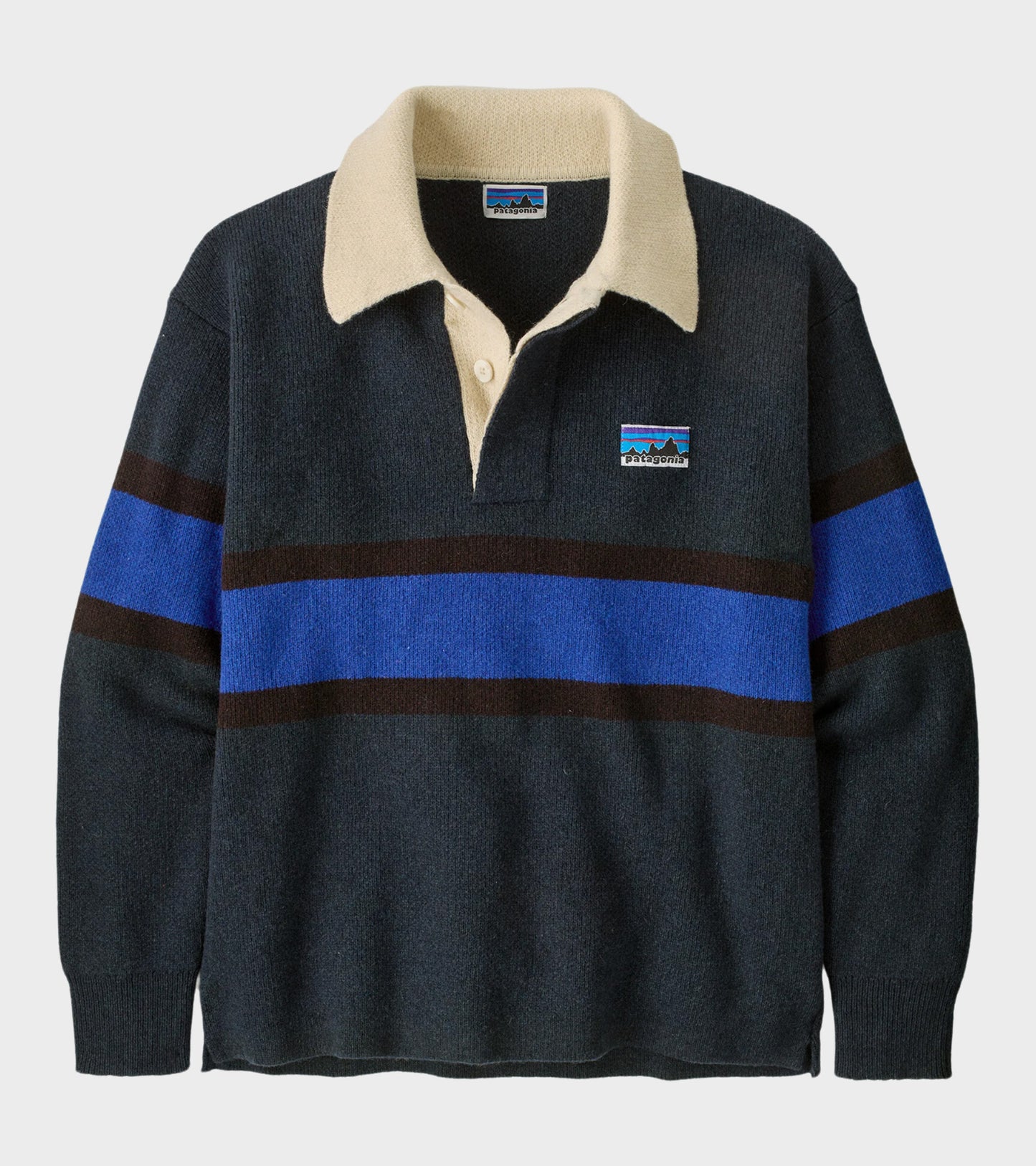 Recycled Wool Blend Rugby Sweater Sunken Blue