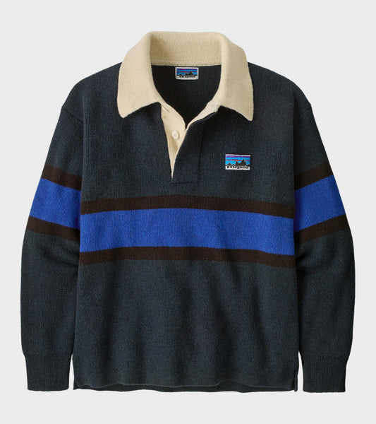 Recycled Wool Blend Rugby Sweater Sunken Blue