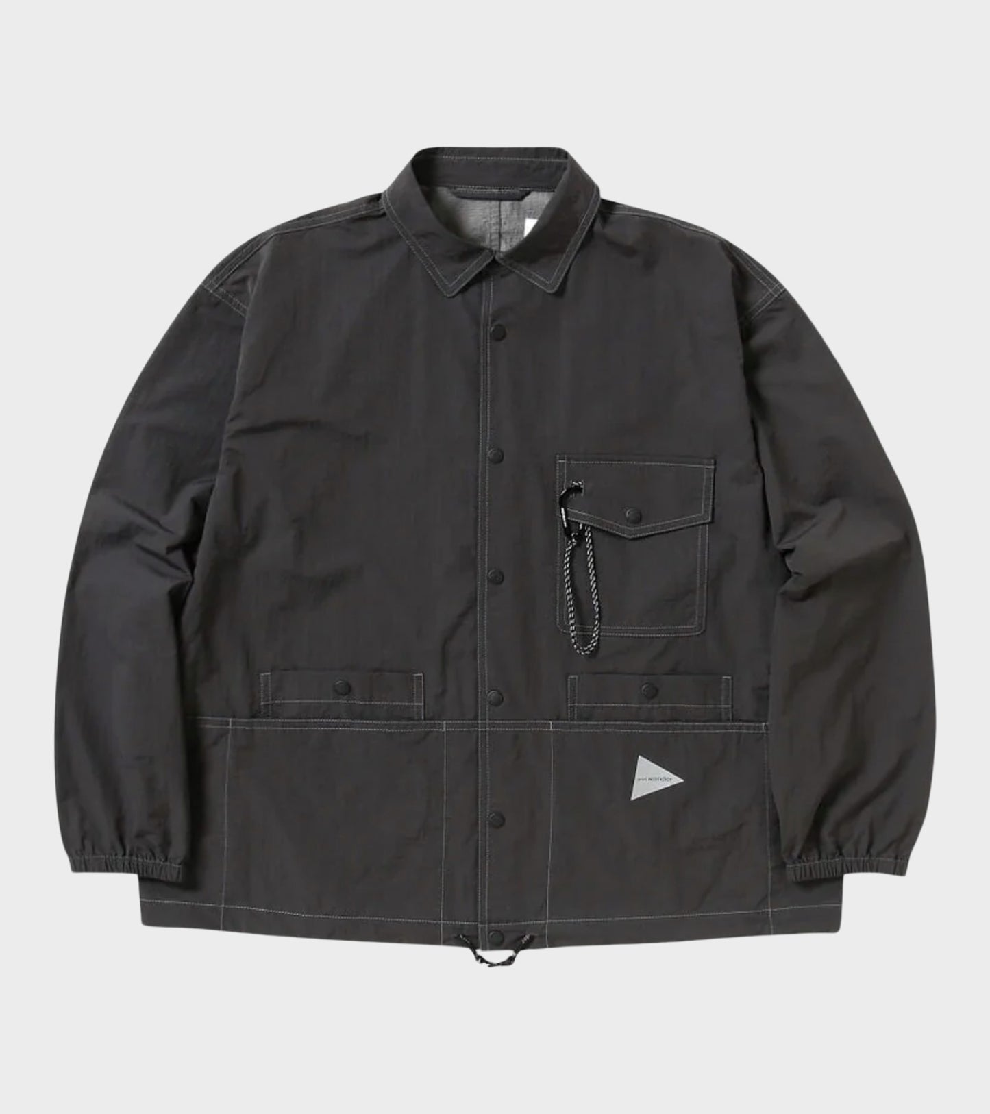 Crinkled Nylon Shirt Jacket Dark Grey