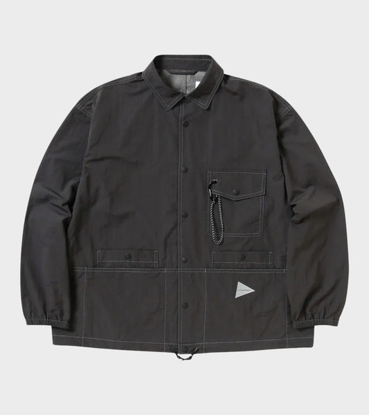 Crinkled Nylon Shirt Jacket Dark Grey