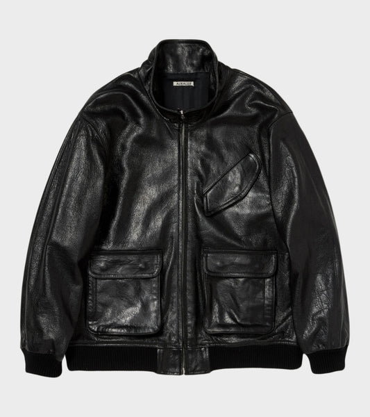 Lamb Leather Zip Blouson Black