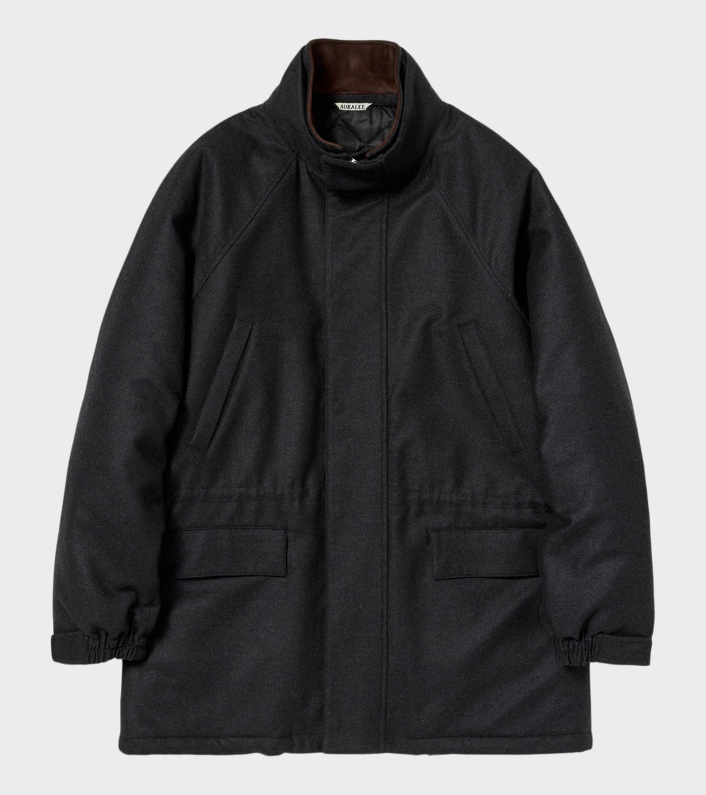 Wool Fulling Flannel Padded Over Blouson Top Charcoal