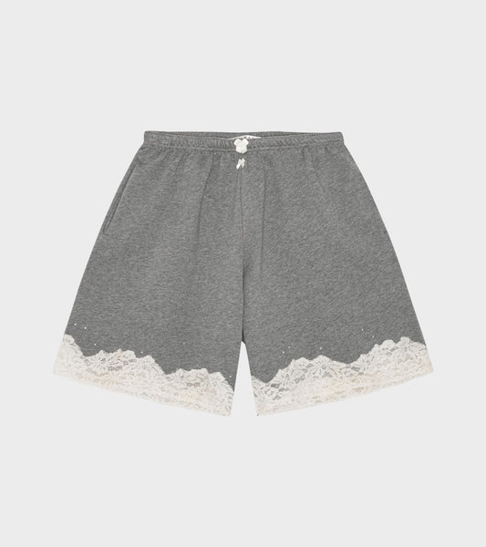 Lace Bermuda Sweat Shorts Dark Grey Melange