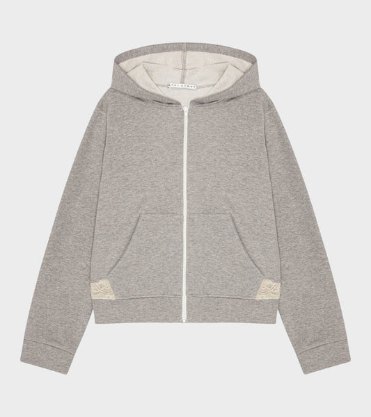 Lace Zip-up Hoodie Light Grey Melange