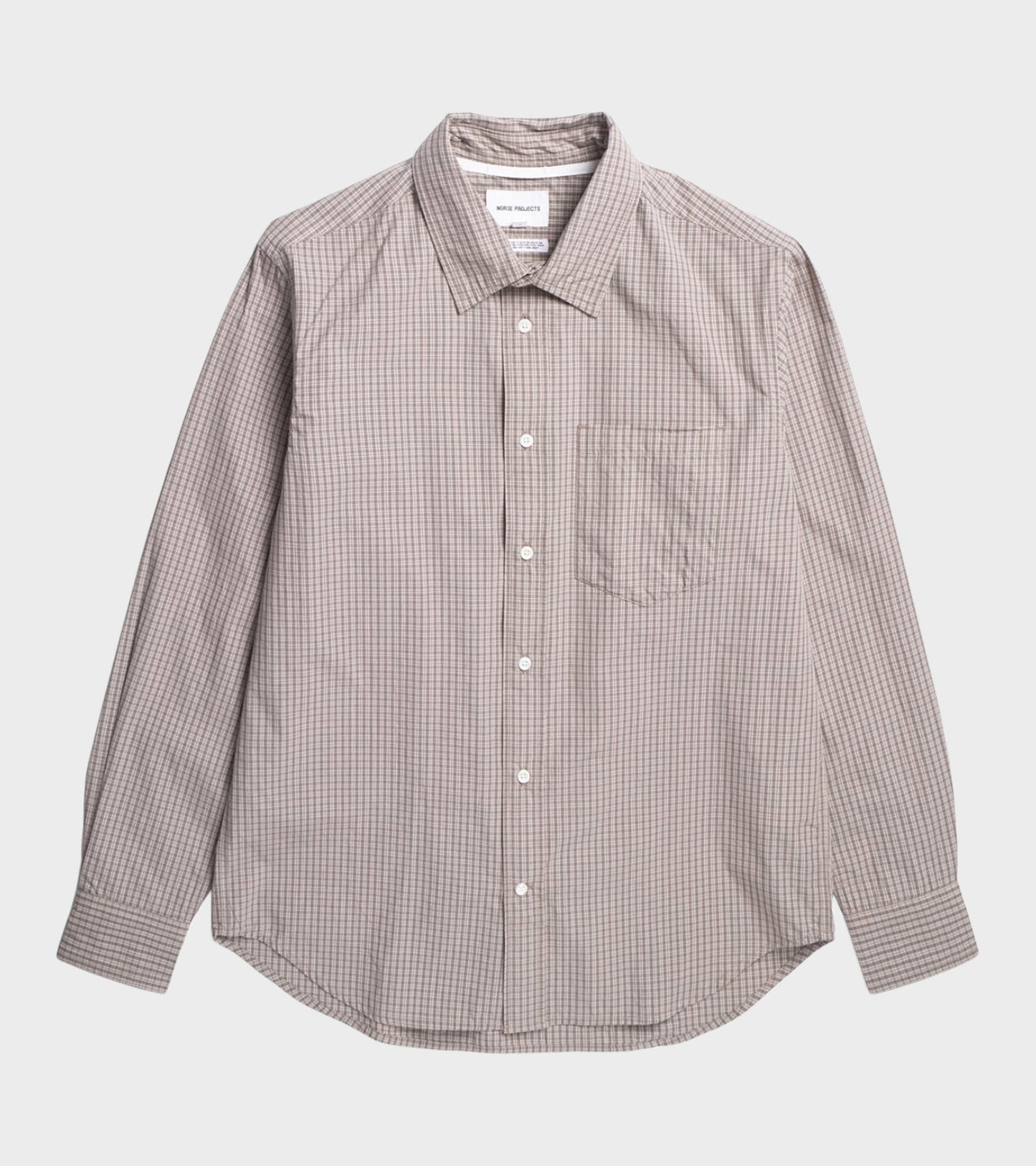Ole Oversize Poplin Check Shirt Walnut
