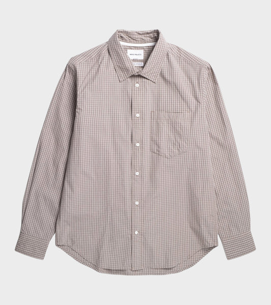 Ole Oversize Poplin Check Shirt Walnut