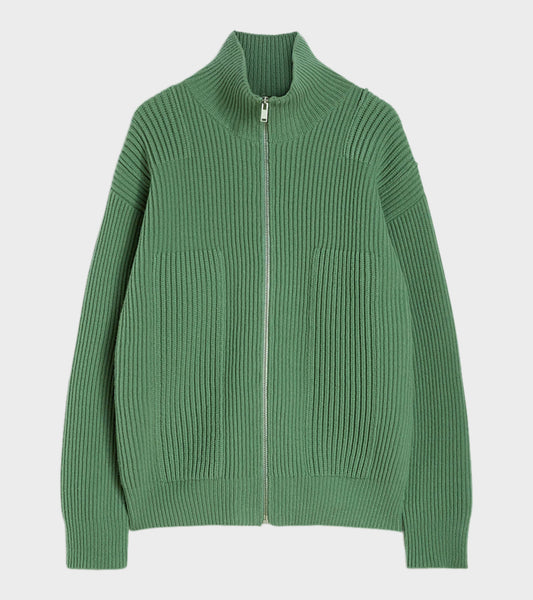 Wool Zip-up Cardigan Celadon
