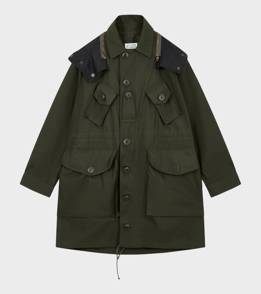 Pocket Parka Coat Dark Olive