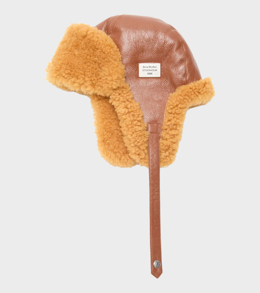 Shearling Hat Rust Brown