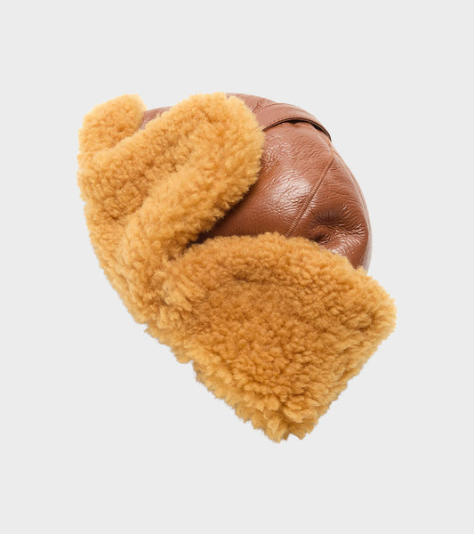 Shearling Hat Rust Brown