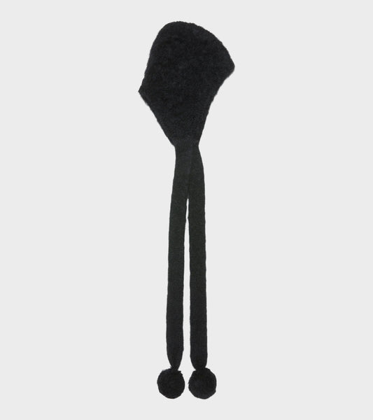 Mohair Earflap Cap Black