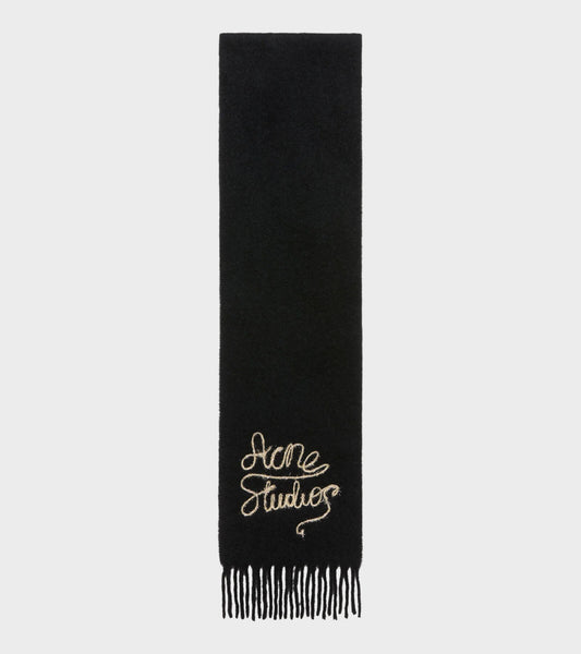 Wool Logo Scarf Black