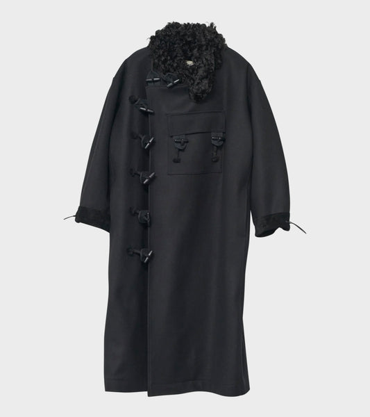 Hainsworth Wool Officer Coat Black