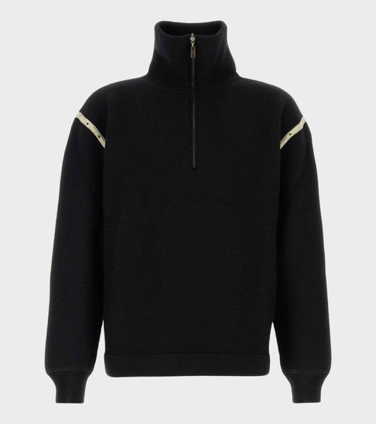 Chunky Wool Half-zip Black